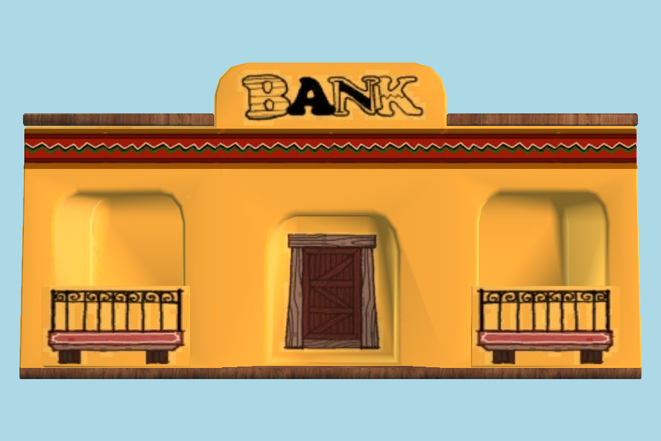 Karting Bank Cartoon Lowpoly 3d model